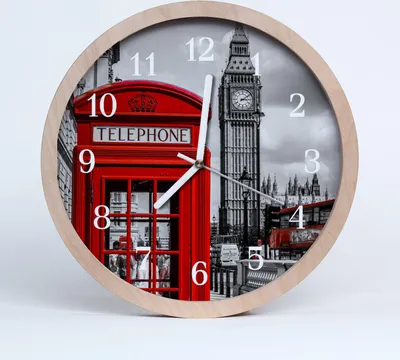 Produktbild von Holzuhr 20fi cm wanduhr - Stadt Telefonzelle