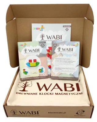 Image de Blocs de construction magnétiques WABI, 40 pièces, Dynamic Magnet® – hêtre, 7 formes, 5 couleurs, 152 aimants néodyme pivotants, avec 3 livrets de construction – à partir de 3 ans, EN71/CE