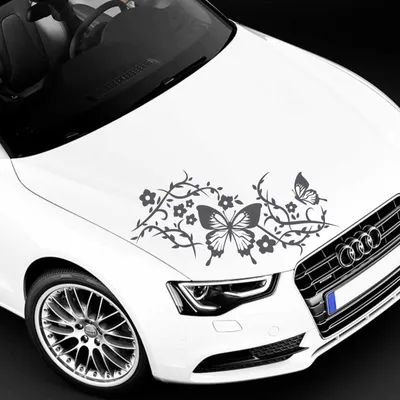 Produktbild von Aufkleber - Autoaufkleber "Butterfly Rankelement" 70cm x 31cm dunkelgrau - Tuning Carystyling Heckscheibe Auto