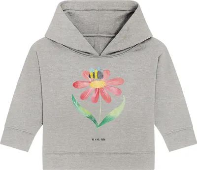 Produktbild von Mr. & Mrs. Panda Organic Baby Hoodie Hummel Blume 24. - 36. Monat - Heather Grey - Geschenk, Wespe, Natur, Kapuzensweatshirt, Kapuzenshirt, Lustige Sprüche, Biene