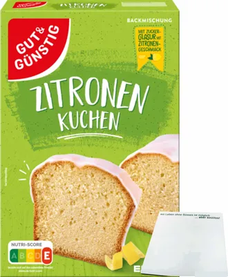 Produktbild von Gut & Günstig Zitronen Kuchen mit Glasur Backmischung (500g Packung) + usy Block