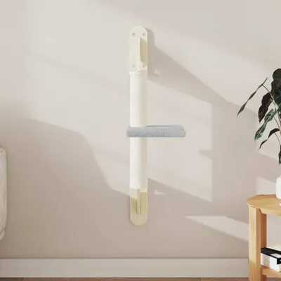 Image de Arbre à chat de style élégant avec colonne griffoir montage mural gris clair 85,5 cm Arbres à chat FR124087