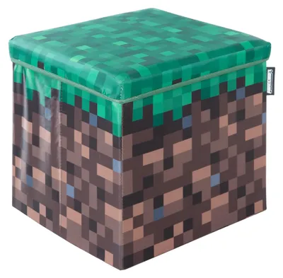 Immagine prodotto di MINECRAFT - Seduta e scatole portaoggetti, sgabello con vano portaoggetti, design a blocchi d'erba