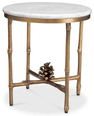 Immagine prodotto di Casa Padrino tavolino ottone vintage / bianco Ø 43 x H. 45,5 cm - Tavolino rotondo in ottone con piano in marmo - Mobili Soggiorno - Mobili - Arredo Soggiorno - Qualità lusso