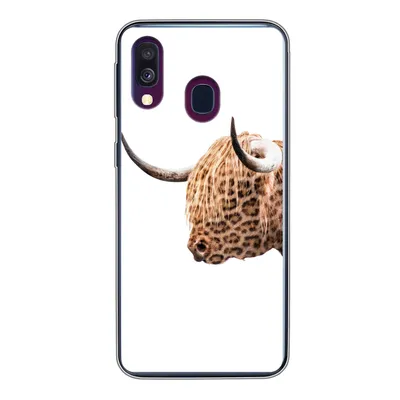Produktbild von MuchoWow® Handyhülle Schutzhülle Hülle für Samsung Galaxy A40 Schottischer Highlander - Panther - Weiß Silikon Softcase Handy Hülle - Handy-Tasche