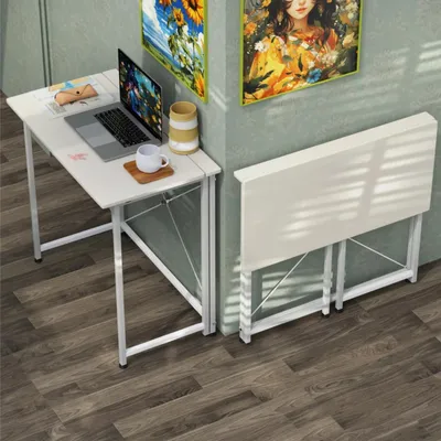 Produktbild von Klappbarer Computertisch für kleine Räume, Arbeitsplätze, klappbarer Computertisch, Metallgestell, schwarz, 8