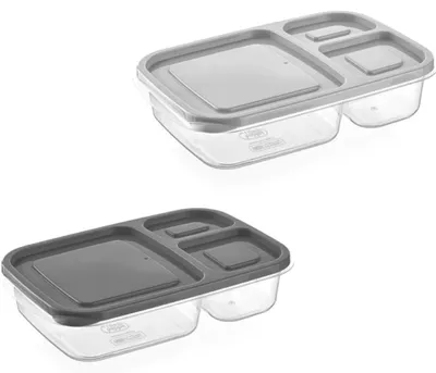 Zdjęcie produktu dla Zestaw zawierający 2 pojemniki na lunch, każdy z 3 przegródkami – pojemniki na żywność wolne od BPA, pojemność 1,15L – od [cena]