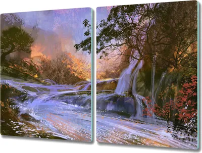 Produktbild von Coloray Küchenbrett Kochplattenabdeckung Hackbrett Schneidebrett Herdabdeckplatte 2x40x52 cm - Malerei Natur