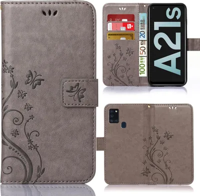 Produktbild von Samsung Galaxy A21s Bookstyle Flower Grau