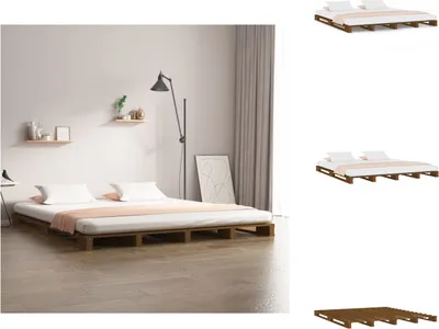 Produktbild von vidaXL Palettenbett Honigbraun 120x200 cm Massivholz Kiefer -  Betten & Bettgestelle