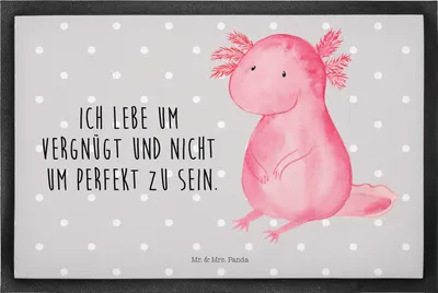 Produktbild von Mr. & Mrs. Panda fußmatte Axolotl Niedlich 40 x 60 cm - Grau Pastell - Geschenk, Gummimatte, Weisheit, Schmutzfangmatte, Freundin, Zufrieden, Lebensweisheit, Abtreter