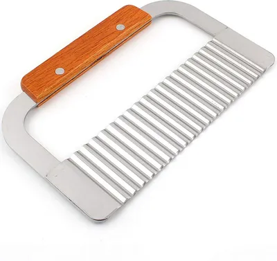 Produktbild von Kartoffelschneider Pommesschneider, Wellenschnitt Messer mit Holzgriff, Edelstahlklinge | Gemüse Obst Schneiden Küche