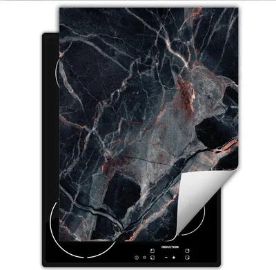 Produktbild von DarHaus Herdabdeckplatte Einteilig Küche Abdeckplatte für Glaskeramikkochfeld Abdeckung Induktionskochfeld Aufrollbare Matte 40x52 cm, rot - Marmor