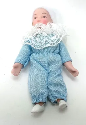 Produktbild von Puppe 'Baby im blauen Kleidung' , für 1:12 Puppenhaus, 7 cm.