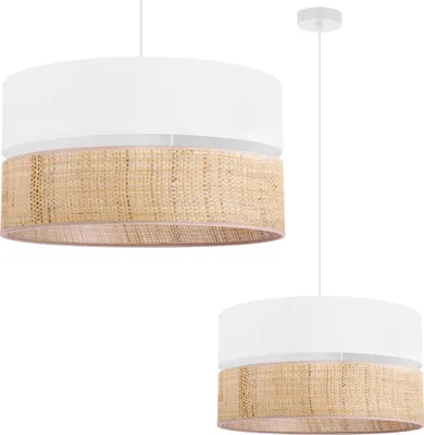 Produktbild von Rattan Duo Hängelampe Weiss Rattan Lampenschirm Weiss