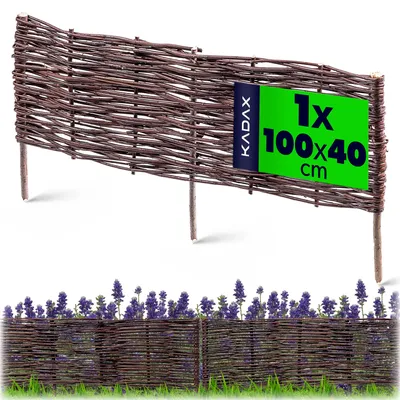 Produktbild von KADAX Palisade aus Weide "Sand", natürlicher Weidenzaun, 40 cm, 1 Stück