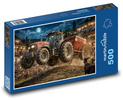 Produktbild von Puzzle 500 Traktor im Nachtrennen - martinpuzzle