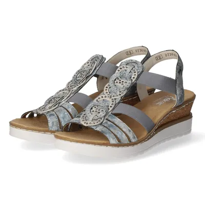 Produktbild von Rieker Damen Keilsandalen V38H8, Frauen Sandalen,offene Schuhe,Strandschuhe,Keil