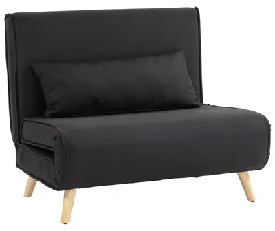 Productafbeelding van 2-in-1 slaapstoel tot 350 kg, slaapbank, verstelbare rugleuning, sierkussens, linnenlook (zwart)
