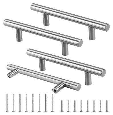 Produktbild von 4 Stück Möbelgriffe Edelstahl, 128 mm Lochabstand, Silberne Schrank- und Türgriffe