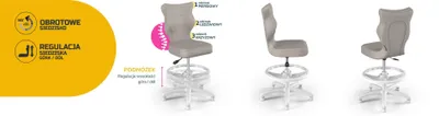 Obrázok produktu pre Detská rastová stolička, ergonomická stolička na písanie, vhodná pre výšku 119-142 cm, model PETIT WEISS MONOLITH 03, s podnožkou