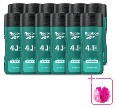 Produktbild von 12 x Reebok Cool Your Body 4-in-1 Duschgel - 400 ml - Sparpackung - 12 Stücke
