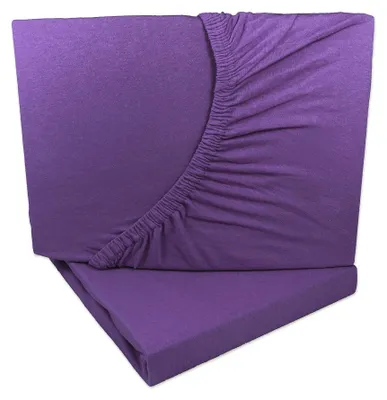 Produktbild von 2er Set Jersey Spannbettlaken Violett / Lila 90x200 - 100x200 cm 100% Baumwolle