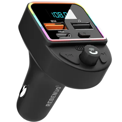Zdjęcie produktu dla Szybka uniwersalna ładowarka samochodowa 20W z nadajnikiem FM - Bluetooth 5.0 - Czarna