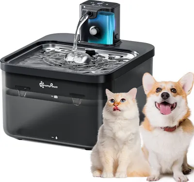 Produktbild von Katzenbrunnen Kabellos, 2.5L Trinkbrunnen mit Bewegungsmelder, 4000mAh Akku, leise und stromlos, Automatischer Wasserspender, Schwarz