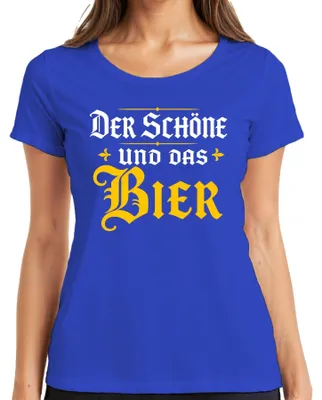 Produktbild von Der Schöne und das Bier Lustig Party Volksfest Saufen Damen T-Shirt, Blau, L