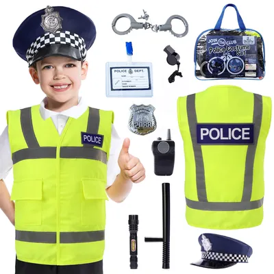 Polizei-Kostüm für Kinder (3-7 J.) mit Weste & Hut