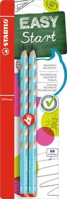Produktbild von Ergonomischer Dreikant-Bleistift für Rechtshänder - STABILO EASYgraph in blau - 2er Pack - Härtegrad HB