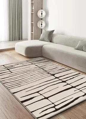 Produktbild von ATTICGO Kurzflorteppich RETRO Modern in Weiß/Schwarz, 133x190 cm