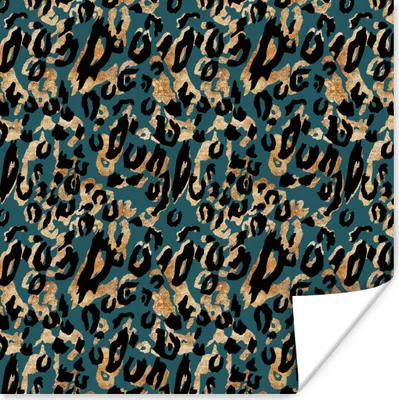Produktbild von MuchoWow® Poster Tierprint - Pantherprint - Türkis 75x75 cm - Wand Dekoration