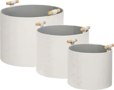 Obrázek produktu pro BELIANI Sada 3 úložných košů krémově bílá umělá kůže ručně vyrobené s úchyty regálový box moderní minimalistický styl