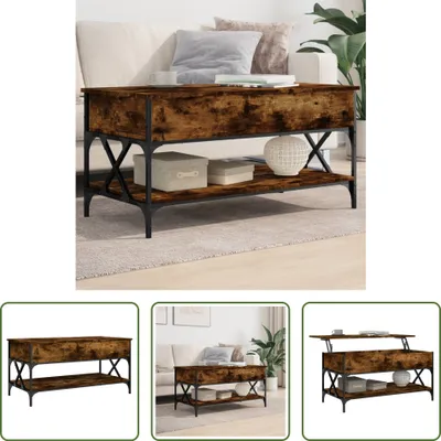 Produktbild von The Living Store Couchtisch Räuchereiche 100x50x50 cm Holzwerkstoff und Metall