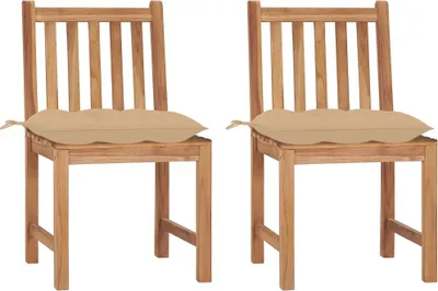 Produktbild von Cloris Designermöbel Gartenstühle 2er Set mit Kissen Massivholz Teak 2024 Neu