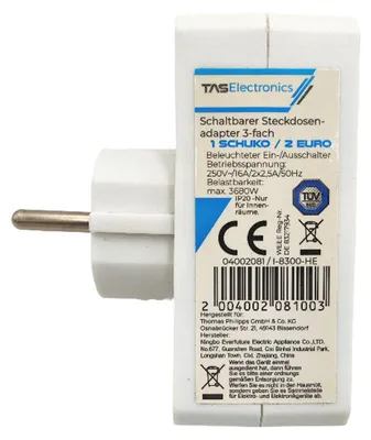 Produktbild von Steckdosen Adapter 3-fach Mehrfachstecker Mehrfachsteckdose Verteiler Steckdosen