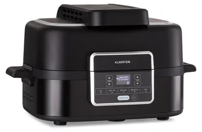 Produktbild von Klarstein 2-in-1 Heißluftfritteuse mit Grill, Airfryer mit Schnellaufheizung 1500W, XL Heissluftfritteuse, Luft Fritteuse zum Frittieren, Heißluftfritteuse + Zubehör, Grillplatte, Frittierkorb, 5L