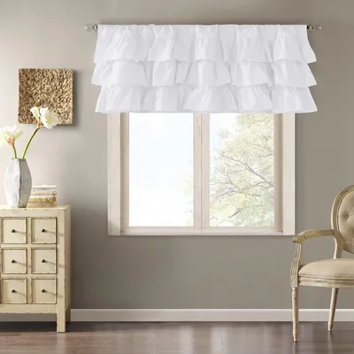 Rüschen-Vorhang 127x45,7 cm, 100% Baumwoll-Voile, Weiß