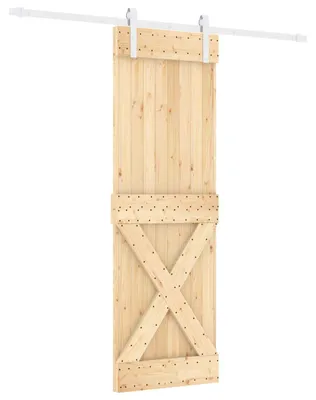 Zdjęcie produktu dla Drzwi przesuwne w kolorze naturalnym i białym, 70 x 210 cm, z litego drewna sosnowego