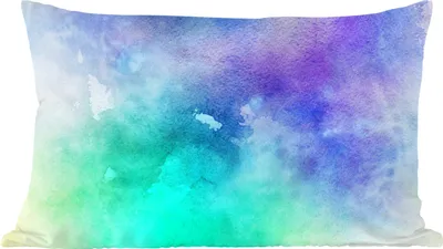 Produktbild von MuchoWow® Zierkissen Sofakissen Wohnzimmer Dekokissen 50x30 cm Aquarell - Abstrakt - Lila - Blau - Wohnzimmerdekoration - Polster mit Photo