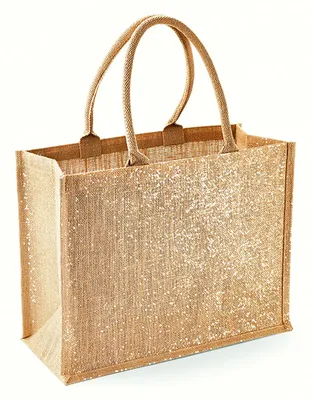 Produktbild von Westford Mill, Jute Shopper, Natural/Gold Shimmer, 42x33x19 cm, Baumwoll-Tragegriffe, W437