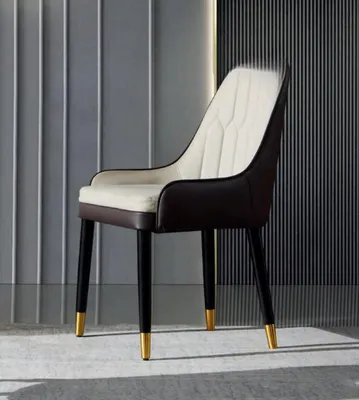 Produktbild von Schwarz-Weißer Esszimmerstuhl Design Kunstlederstühle Moderne Holzstühle