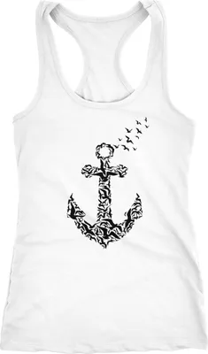 Produktbild von Damen Tank Top Vogel Anker Anchor Birds Racerback Neverless® weiß L