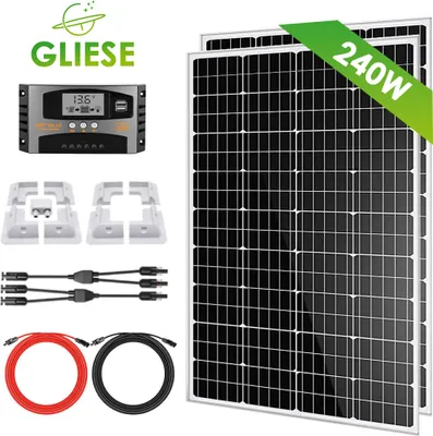 Produktbild von 240W Wohnmobil Set 2X120W 12V Solaranlage Komplettpaket Solarmodul + Montage PV Halterung