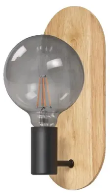 Image de LEDVANCE DECOR Wood Wall Applique murale, noire, avec culot E27 pour un remplacement facile de l'ampoule, peut être équipée d'une ampoule simple ou intelligente, classe de protection IP20