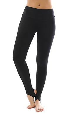 Produktbild von Thermo Leggings hoher Bund hinter Ferse mit Steg Baumwolle Hose schwarz M