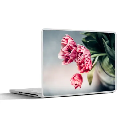Produktbild von MuchoWow® Laptop Aufkleber Sticker Cover Blumen - Tulpen - Rosa 32.5x23.5 cm - Sticker für Laptop - Selbstklebend