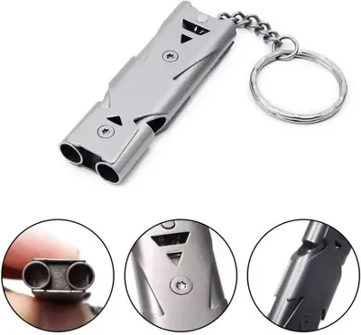 Image de CHPN – Sifflet de secours – Sifflet d'urgence – Sifflet – Acier inoxydable, haute décibel – Pour l'extérieur – Urgence – Sifflet de survie – Porte-clés pour camping/randonnée – Urgence